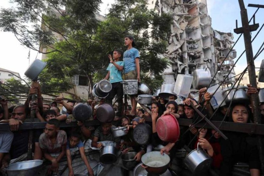 गाजा की भूख की कहानी: खाना बनने से पहले ही लग जाती है लंबी लाइन