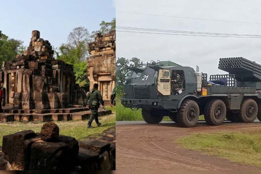 थाई-सेना-का-कंबोडियाई-सैन्य-ठिकाने-पर-हवाई-हमला,-दक्षिण-पूर्व-एशिया-में-युद्ध-जैसे-हालात