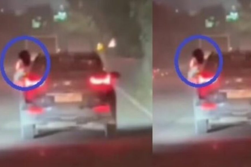 सड़क-पर-अश्लील-स्टंट:-चलती-कार-से-लड़की-ने-किया-ऐसा-हंगामा,-कपड़े-उतार-कर-सफर