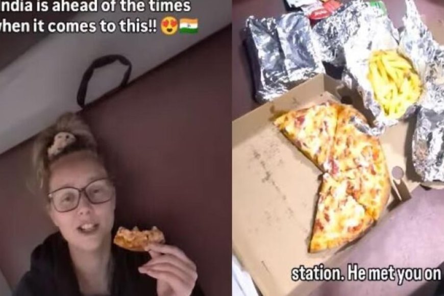 भारत-की-ट्रेन-में-पिज्जा-फ्रेंच-फ्राइज-डिलीवरी-देख-ऑस्ट्रेलियाई-महिला-हैरान,-वीडियो-हुआ-वायरल
