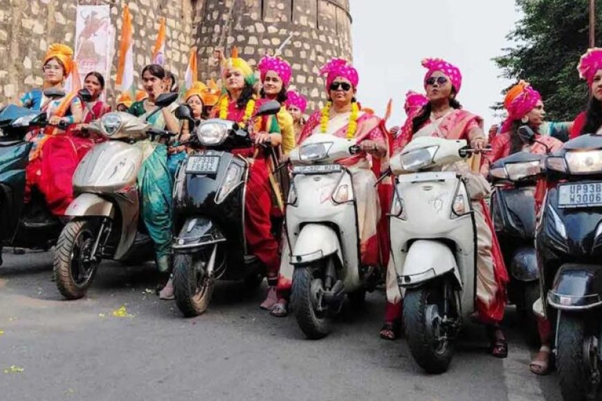 झांसी-में-600-महिलाओं-ने-रानी-लक्ष्मीबाई-के-रूप-में-बाइक-रैली-निकाली,-वीरांगना-रैली-ने-जीता-दिल